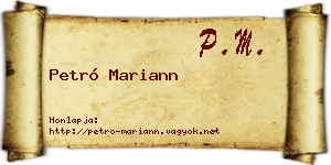 Petró Mariann névjegykártya